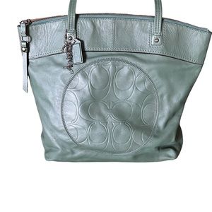 Coach: EUC Green Coach Laura Medium Leather Tote Bag
